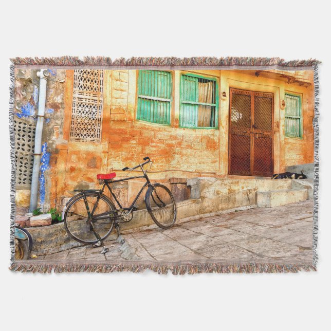 Manta Escena de la calle Rajasthan: al estilo indio (Anverso)