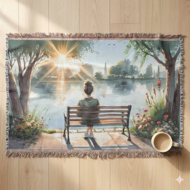 Manta Escena del lago con reflejos del atardecer (Sunset Reflections Lake Scene Throw Blanket)