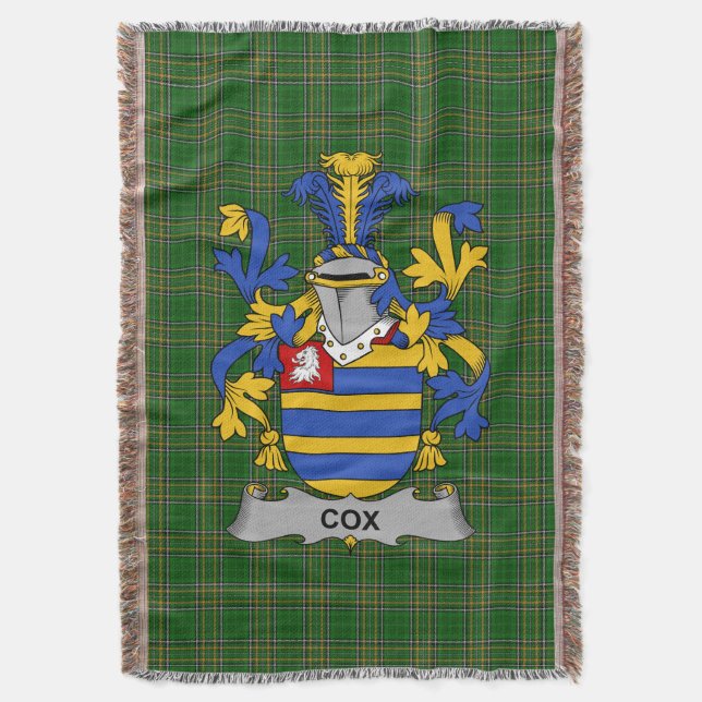 Manta Escudo de armas cox irlandés Crest Irlanda (Frente vertical)