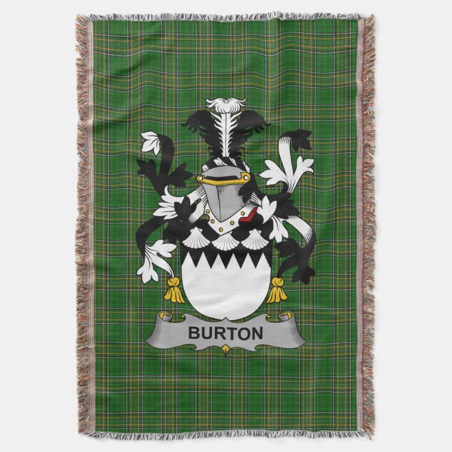 Manta Escudo de armas de Burton irlandés Crest Irlanda (Frente vertical)