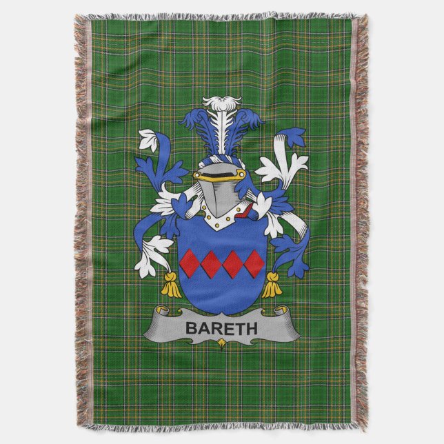 Manta Escudo de Armas de la Familia Bareth Irlandesa Cre (Frente vertical)