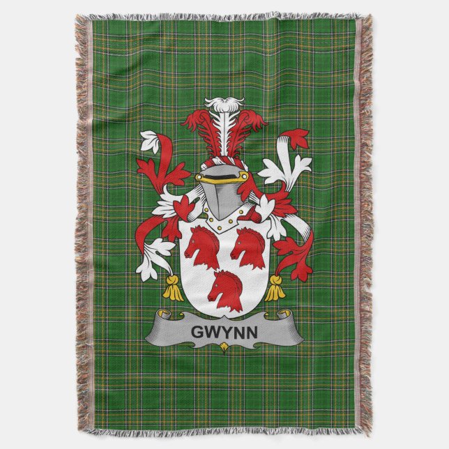 Manta Escudo de Armas de la Familia Gwynn Irlanda (Frente vertical)
