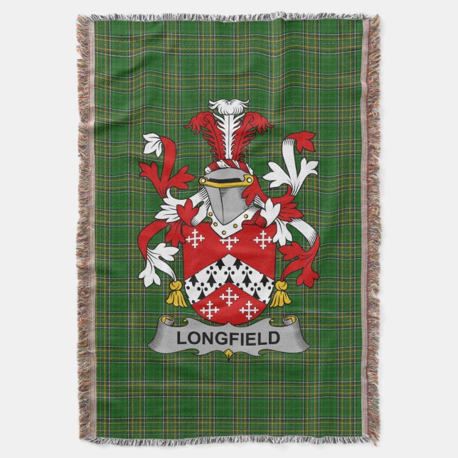 Manta Escudo de armas de Longfield de Irlanda Crest Irla (Frente vertical)