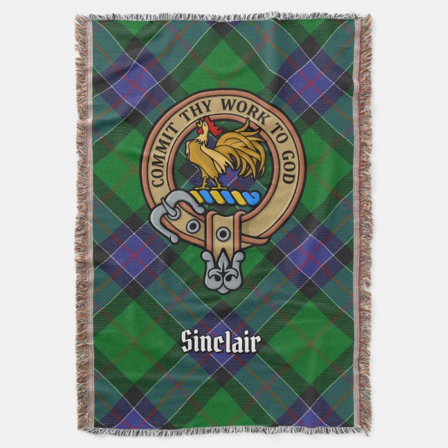 Manta Escudo de armas del Clan Sinclair sobre tartán de  (Frente vertical)