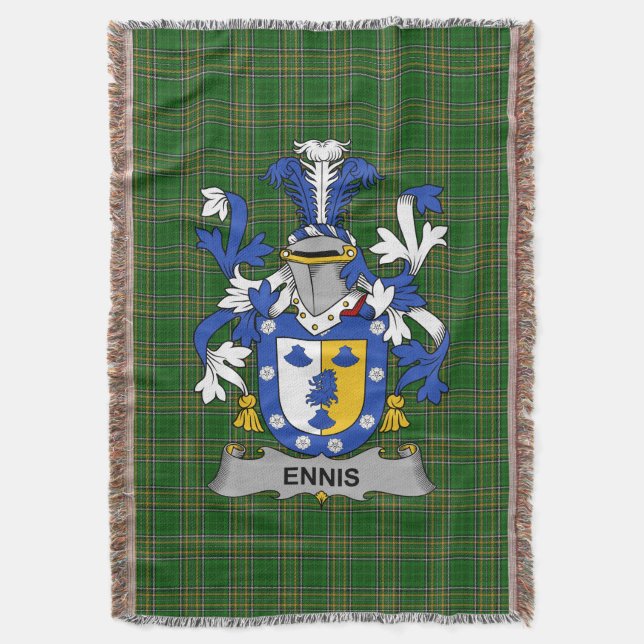 Manta Escudo de armas irlandés Ennis Cresta de la famili (Frente vertical)