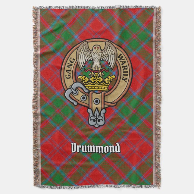 Manta Escudo de Clan Drummond sobre Tartán (Frente vertical)