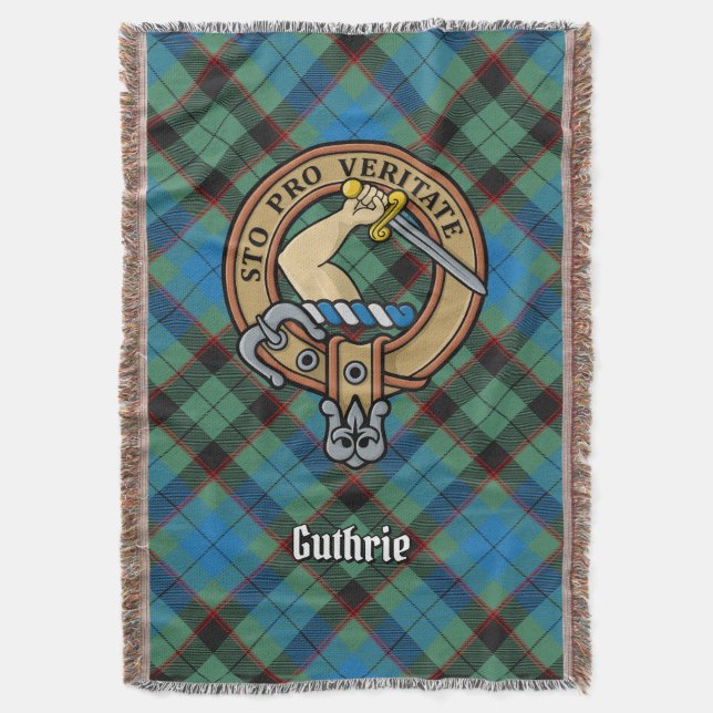 Manta Escudo de Clan Guthrie sobre Tartán (Frente vertical)