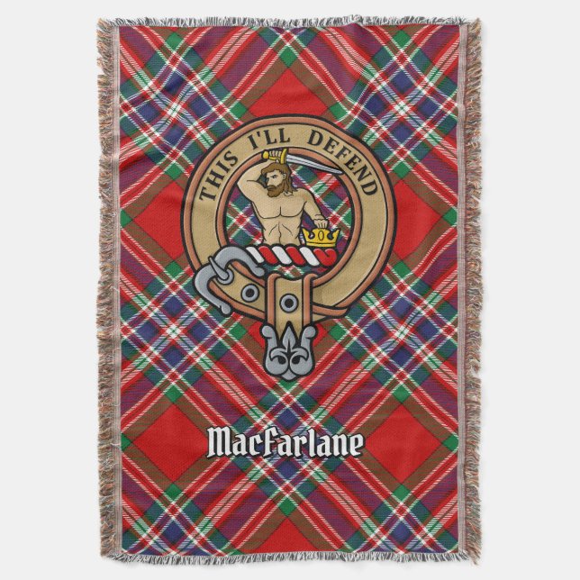 Manta Escudo de Clan MacFarlane sobre Tartán (Frente vertical)
