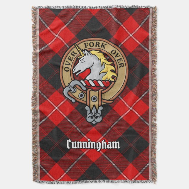 Manta Escudo del Clan Cunningham sobre tartán (Frente vertical)