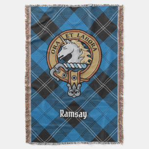 Manta Escudo del Clan Ramsay sobre Tartán de Caza Azul
