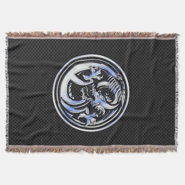 Manta Escudo Dragon cromado impresión de fibra de carbon (Anverso)