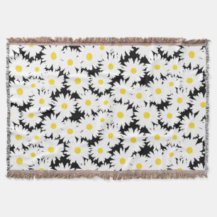 Manta Espacio negativo Daisies amarillo blanco sobre neg