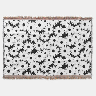 Manta Espacios negativos Daisies blancos sobre negro