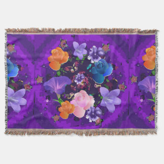 Manta Espectacular morado abstracto Floral Tejido de col