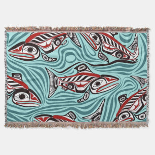 Manta Espíritu de arte Salmon Haida Pacífico Nativo del