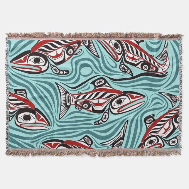 Manta Espíritu de arte Salmon Haida Pacífico Nativo del  (Anverso)