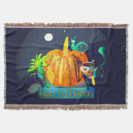 Manta Espíritu de calabaza divertida - Animales y luna d
