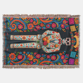 Manta Esqueleto Novio de Boda del Día de Muertos