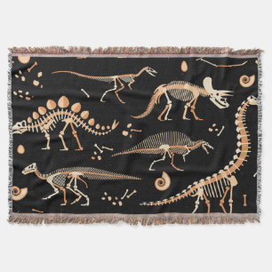 Manta Esqueletos de dinosaurios, fósiles, patrón vintage