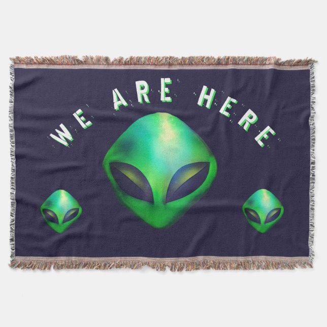 Manta "Estamos Aquí" cabeza de alienígena verde (Anverso)