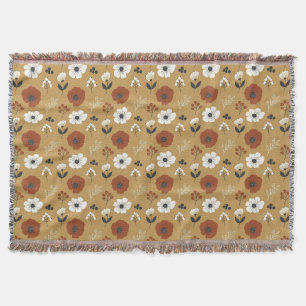 Manta Estampa de flores silvestres y bayas boho