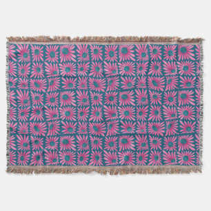 Manta Estampa floral moderna en bloque rosa margarita
