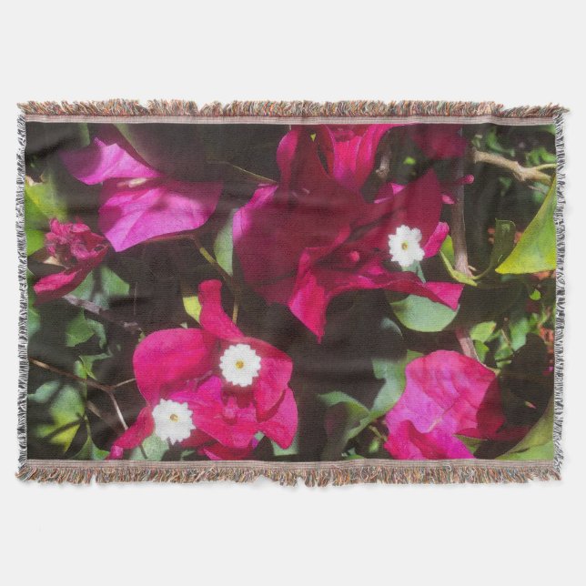 Manta Estampa floral tropical, ambiente retro (Anverso)