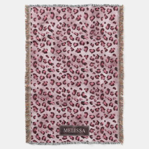 Manta Estampado Animal Leopardo Rosa Con Hojuela Falsa Y