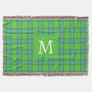 Manta Estampado de cuadros escoceses verde y azul con mo