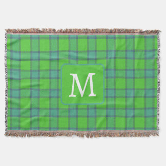 Manta Estampado de cuadros escoceses verde y azul con mo