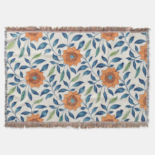 Manta Estampado de flores azul y anaranjado