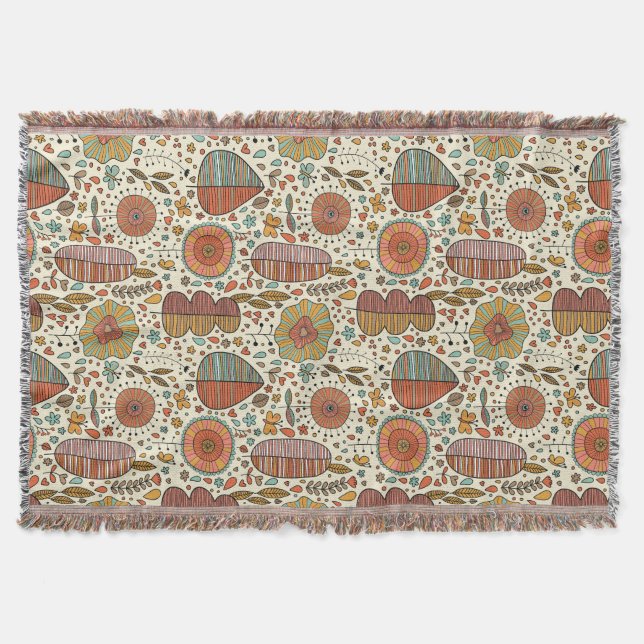 Manta Estampado de flores del verano hecho de hojas (Anverso)