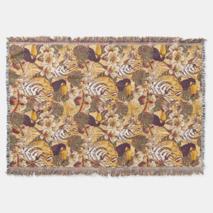 Manta Estampado de flores tropical con el tigre