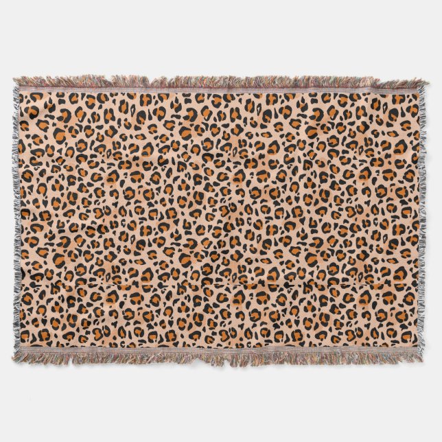 Manta Estampado de leopardo naranja y marrón (Anverso)