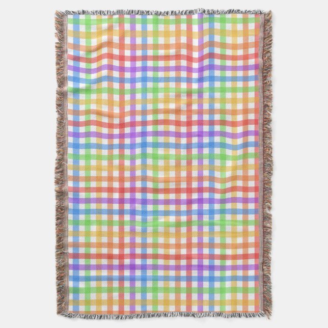 Manta Estampado geométrico de cuadros de gingham arcoíri (Frente vertical)