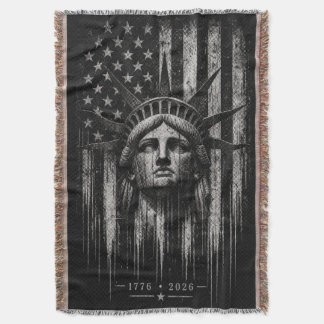Manta Estatua de la Libertad con bandera americana desga