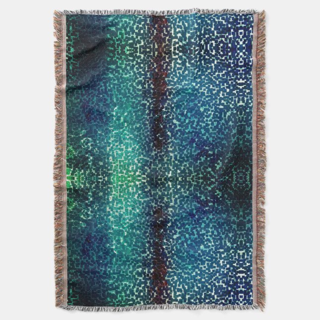 Manta Estilo de mosaico azul neón sobre el cristal de ma (Frente vertical)