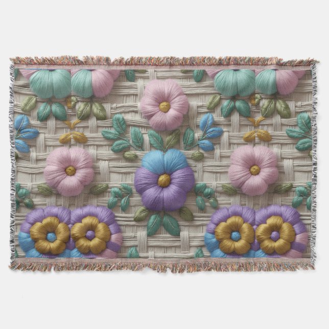 Manta Estilo Floral Bordado | Plush & Acogedor (Anverso)