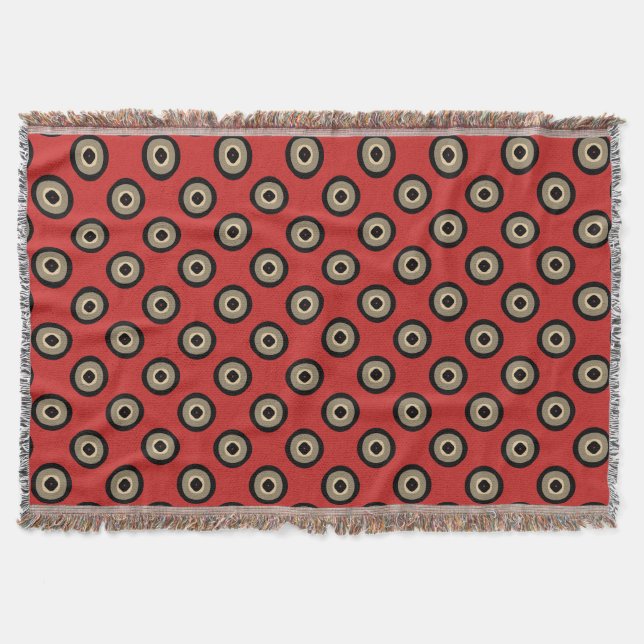 Manta Estilo retro - Patrón negro y rojo (Anverso)
