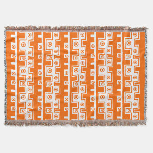 Manta Estilo tribal II - Naranja sobre blanco