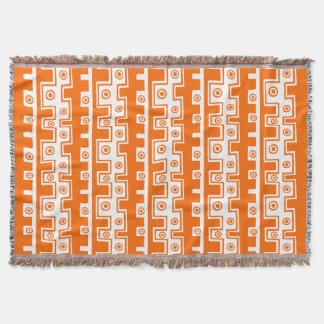 Manta Estilo Tribal II - Naranja sobre Blanco