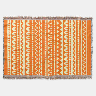 Manta Estilo tribal - Naranja sobre amarillo pálido