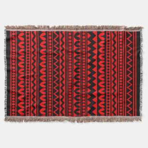 Manta Estilo tribal - Negro sobre rojo