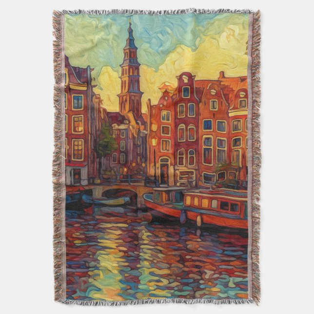 Manta Estilo van Gogh en los canales de Amsterdam (Frente vertical)