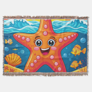 Manta Estrella de mar de dibujos animados sonriendo bajo