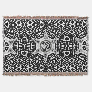 Manta Estrella de Om blanco + negro Viaje Mandala Lanzar