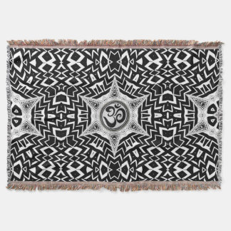 Manta Estrella de Om blanco + negro Viaje Mandala Lanzar