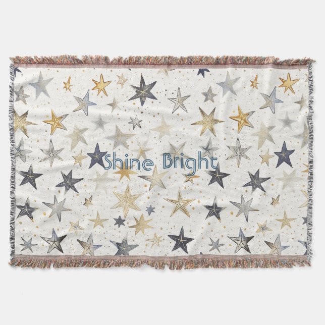 Manta Estrellas Azules Plateadas Doradas (Anverso)