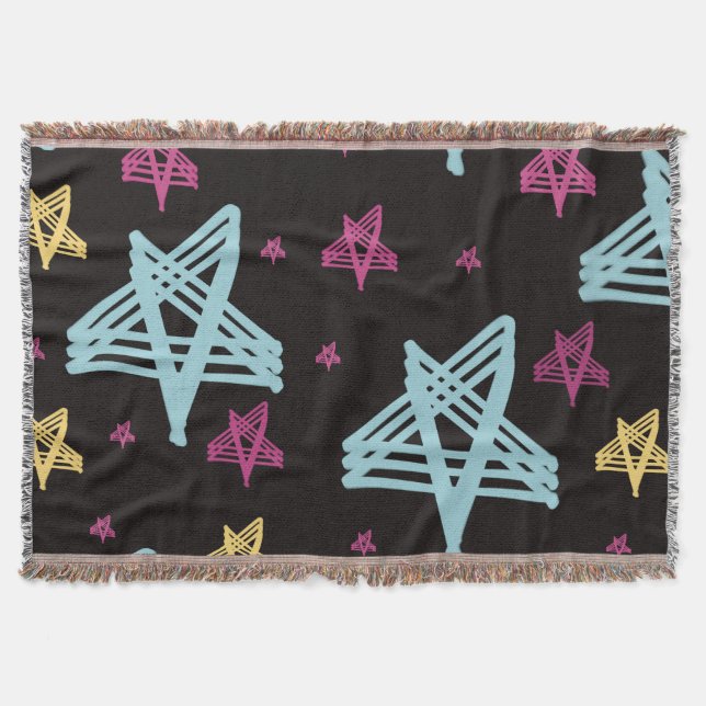 Manta Estrellas balanceándose Rosa Azul Negro  (Anverso)