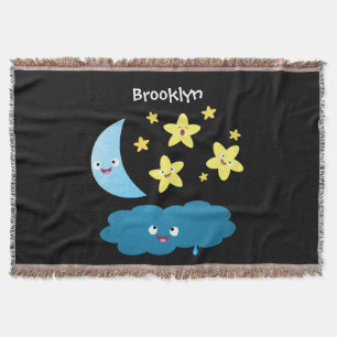 Manta Estrellas de canto, personalizado de luna y nube
